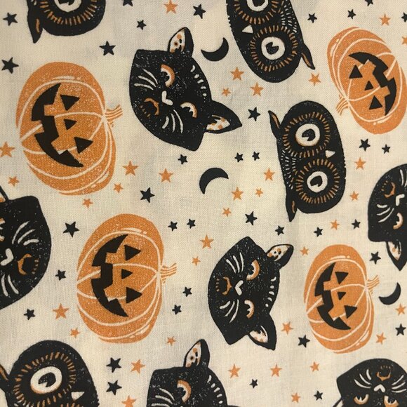 Cool PUMPKINS, BLACK CATS & OWLS Handmade Cotton Pillowcase Fits Standard/Queen - Picture 2 of 3